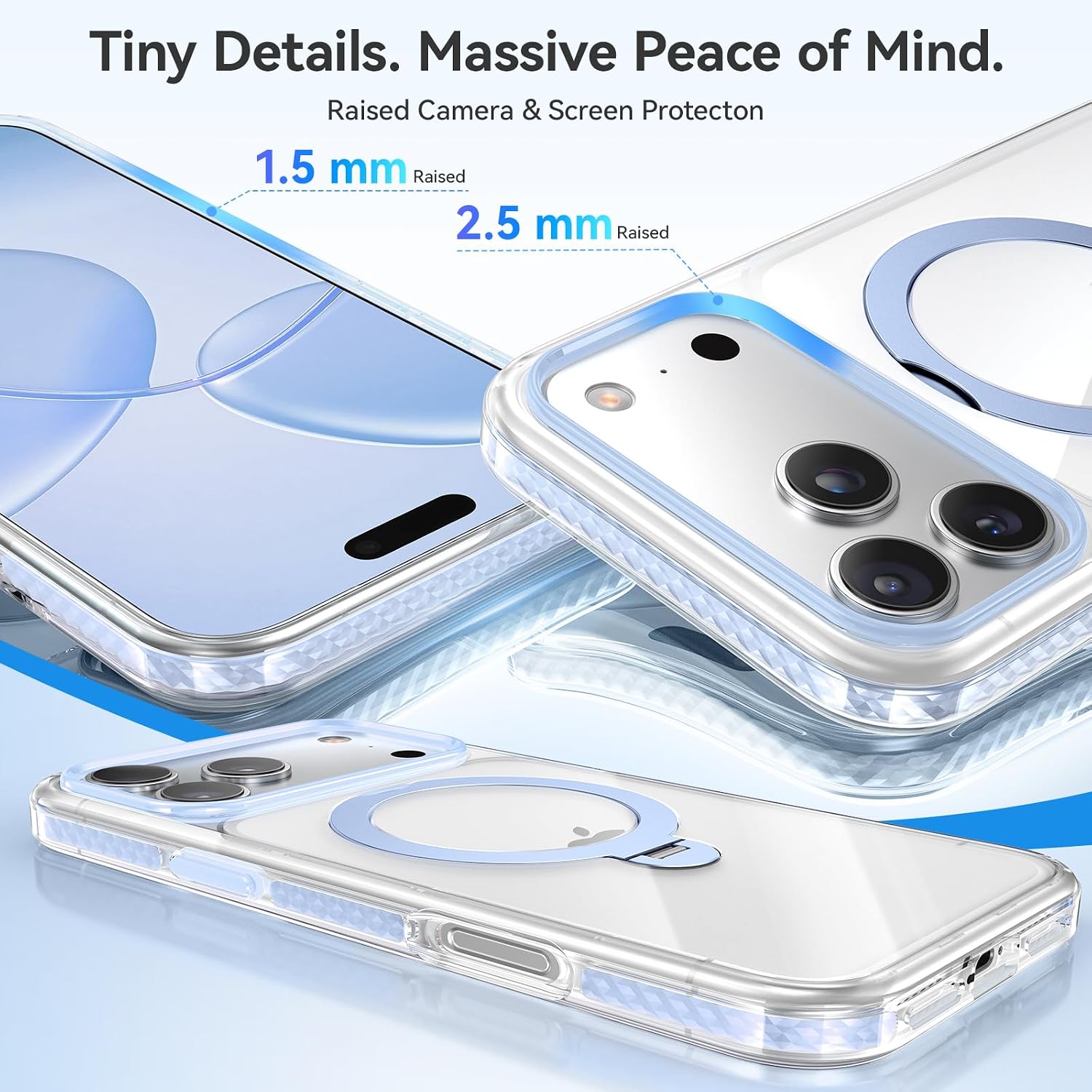 Summer Series 360 Spin Stand for iPhone 17 Pro Case (Compatible with MagSafe) [Military Drop Protection] Magnetic Clear Shockproof Protective for 17 Pro Phone Case 6.3'', Blue